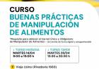 La Municipalidad abre inscripciones para los cursos de Manipulación de Alimentos correspondientes a abril de 2026