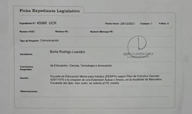 Borla propone la creación de una EEMPA para Marcelino Escalada