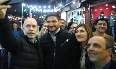Horacio Rodríguez Larreta, con Maxi Pullaro y Chuchi Molina en Santa Fe