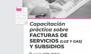 Se realizará una capacitación práctica sobre facturas de los servicios (luz y gas) y subsidios