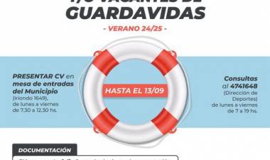 Inscripción abierta para cubrir cargos de guardavidas durante la temporada 2024-2025