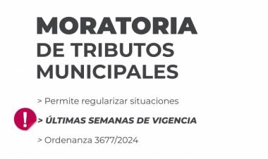 Moratoria de Tributos Municipales: últimas semanas de vigencia