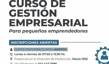 La Municipalidad informa sobre las inscripciones al Curso Gratuito de Gestión Empresarial para emprendedores y comerciantes