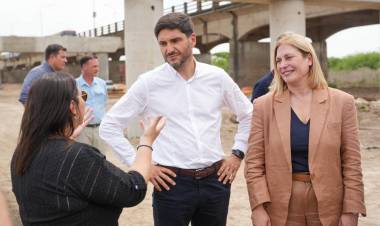 Pullaro y Scaglia supervisaron la construcción del Nuevo Puente Santa Fe-Santo Tomé