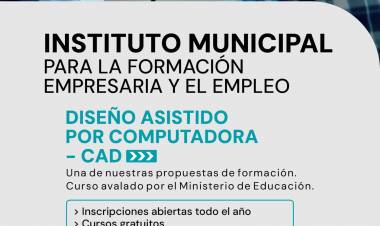 La Municipalidad invita a inscribirse al curso de Diseño Asistido por Computadora (CAD) del IFEE