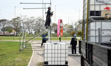 Juegos Suramericanos: avanza el montaje de los escenarios deportivos en la Costanera Este