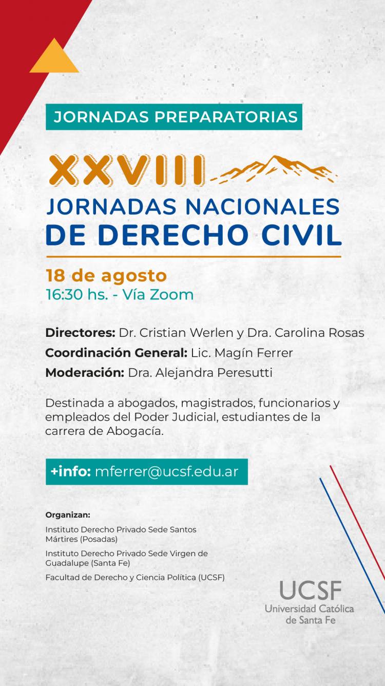La UCSF realizará un Encuentro Virtual de preparación para las “Jornadas Nacionales de Derecho Civil”