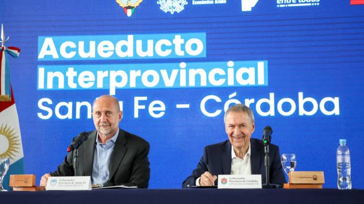 Perotti y Schiaretti anunciaron el llamado a licitación para la construcción del Acueducto Interprovincial Santa Fe – Córdoba