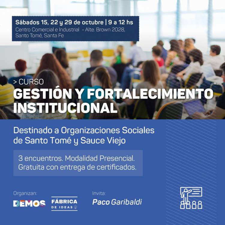 Capacitación en Gestión de Fortalecimiento Institucional para Organizaciones Sociales de Santo Tomé y Sauce Viejo