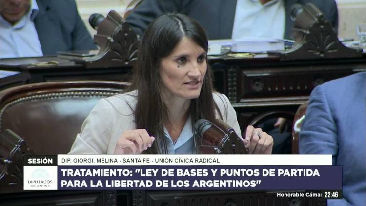 Melina Giorgi: "La aprobación de la ley bases va a ser un paso importante hacia un mejor futuro"