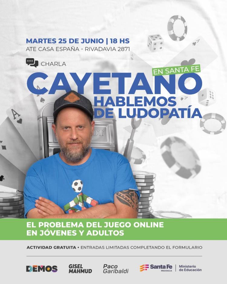 Cayetano, el reconocido periodista radial, estará en Santa Fe contando su experiencia con la adicción a las apuestas