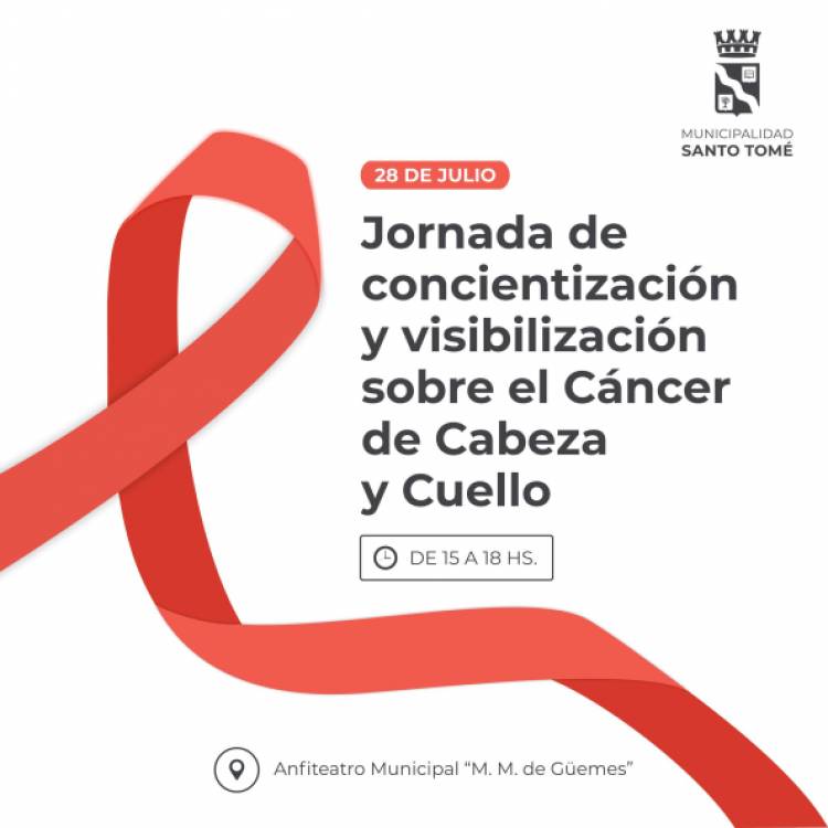 Con actividades de concientización, la Municipalidad conmemorará el Día Mundial del Cáncer de Cabeza y Cuello