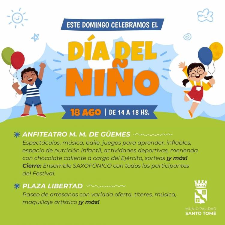 Este domingo 18/08 Santo Tomé celebra el Día del Niño 
