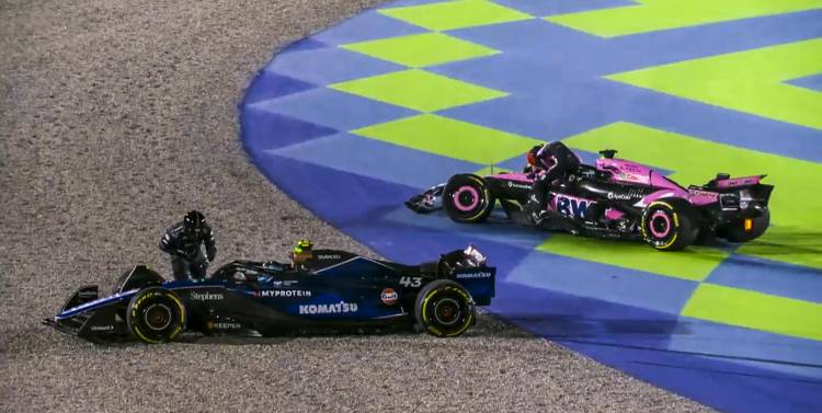 Colapinto chocado en la primera curva se quedó fuera del gran premio de Qatar