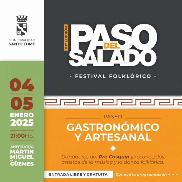 Se viene la 51º edición del Festival Folklórico “Paso del Salado”