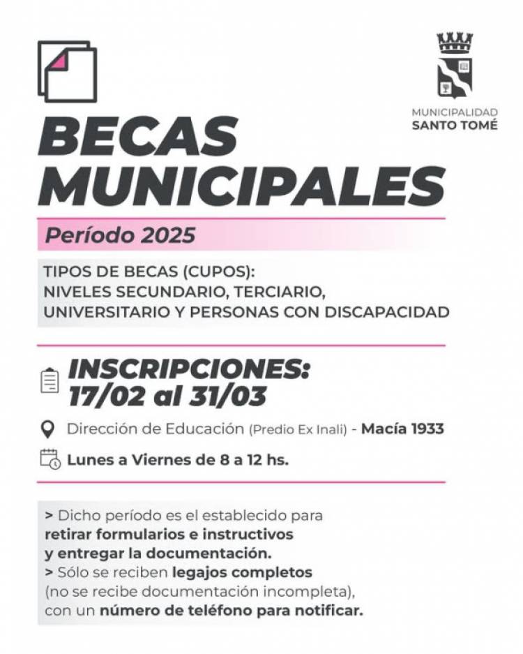 Se abren las inscripciones para las Becas Municipales 2025