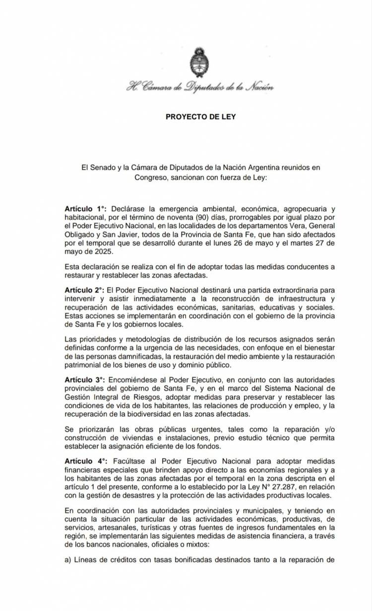 Declaración de Emergencia por el temporal en Santa Fe