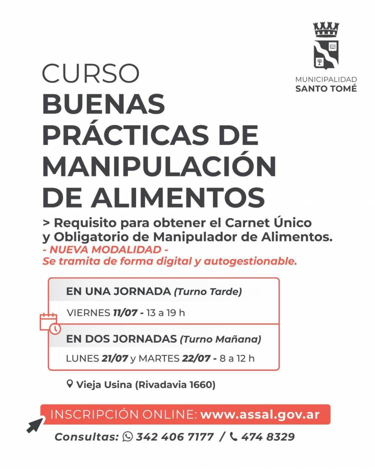 Se abre la inscripción para un nuevo curso de Buenas Prácticas de Manipulación de Alimentos