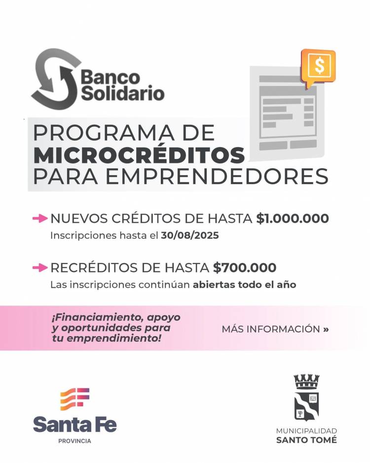 La Municipalidad de Santo Tomé continúa impulsando el crecimiento de emprendimientos locales a través del Banco Solidario