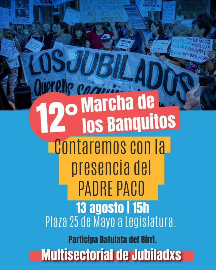 Nueva Marcha de los Banquitos de la Multisectorial de Jubiladxs y Pensionadxs de Santa Fe.