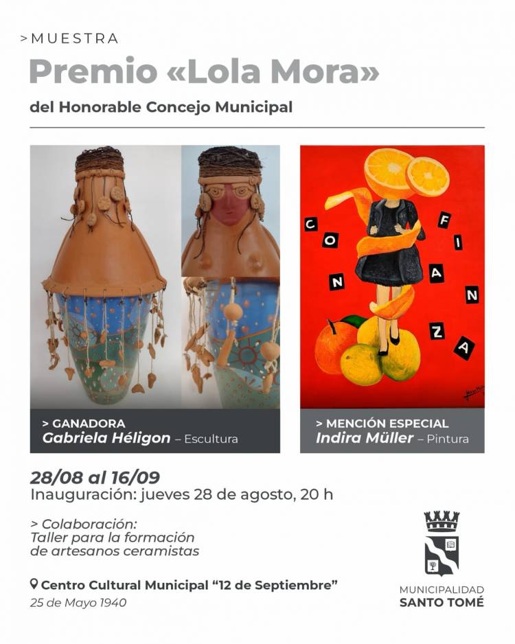 Muestra de arte del Concurso Lola Mora en Santo Tomé