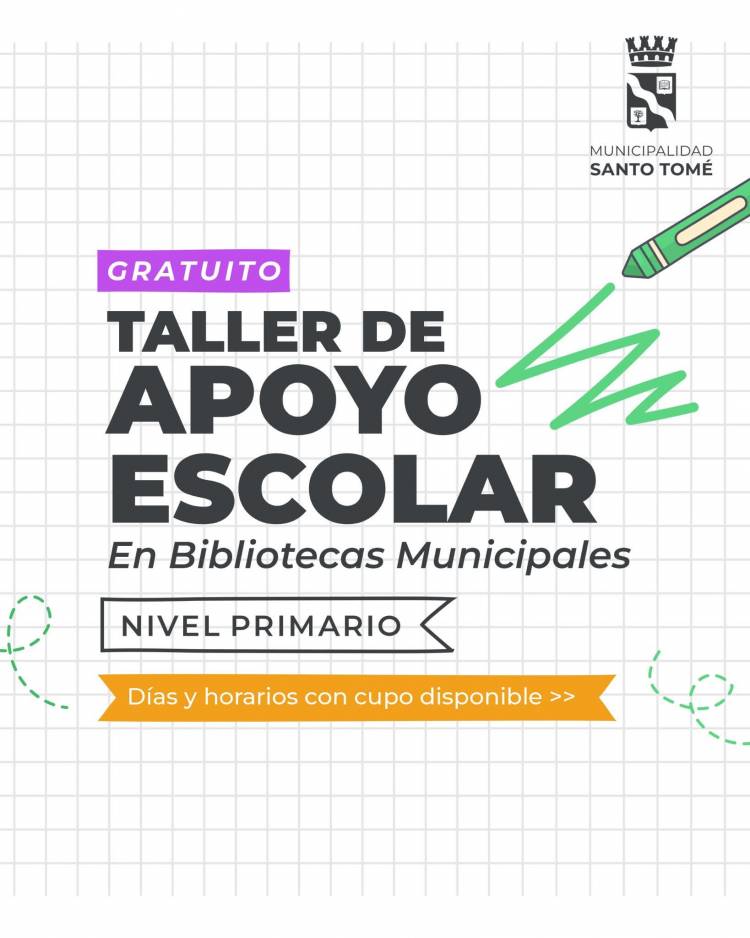 Continúa el Taller de Apoyo Escolar en las Bibliotecas Municipales