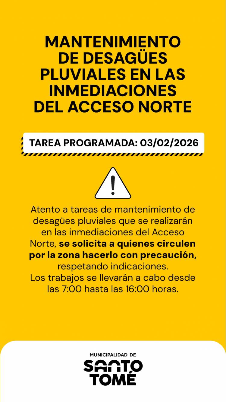 Santo Tomé realizará tareas de mantenimiento de desagües pluviales en inmediaciones del Acceso Norte