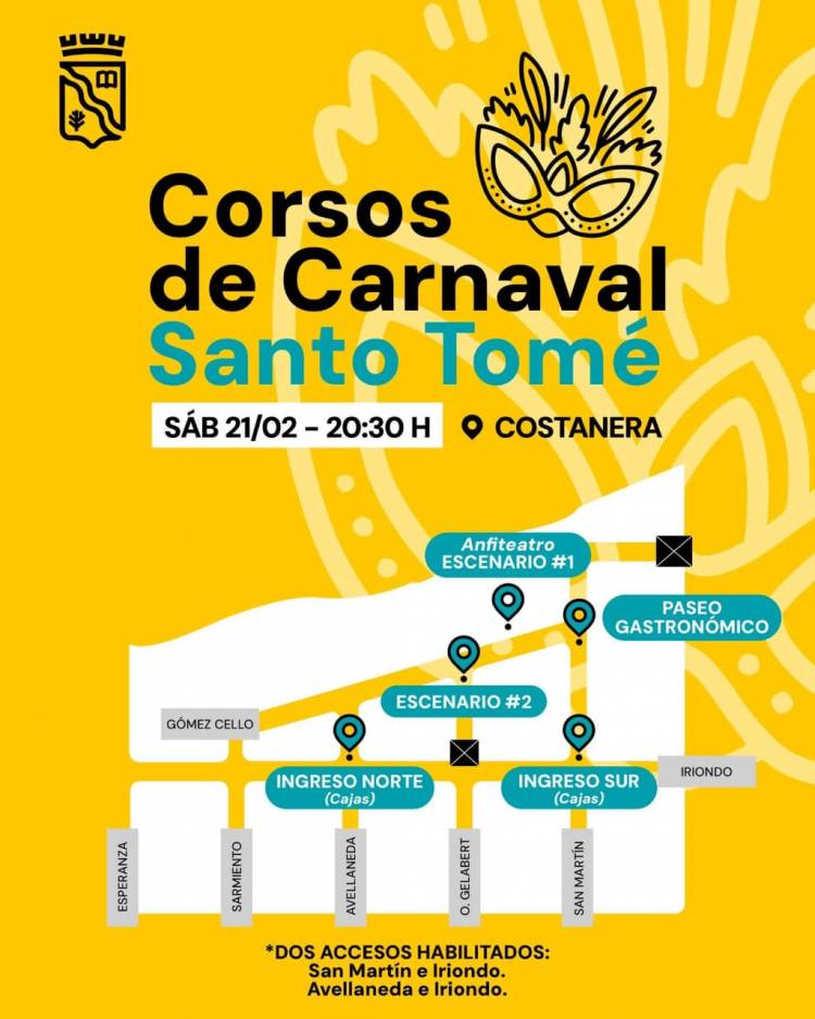 La Municipalidad invita a disfrutar los Corsos de Carnaval en Santo Tomé
