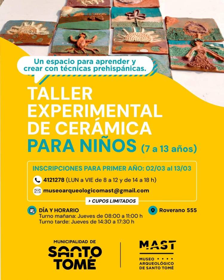 La Municipalidad abre las inscripciones al Taller Experimental de Cerámica para niños en el Museo Arqueológico