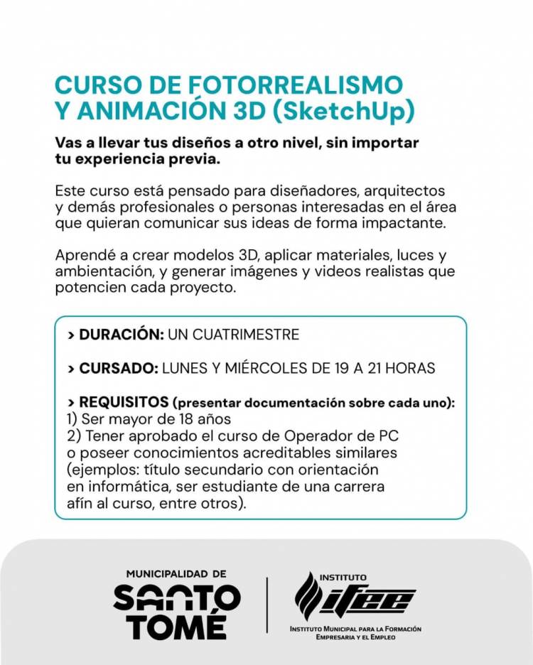 El IFEE abre inscripciones para el curso de Fotorrealismo y Animación 3D (SketchUp)