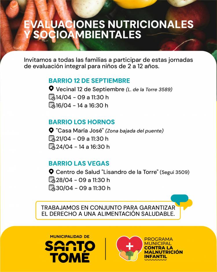 La Municipalidad continúa con las evaluaciones nutricionales, socioambientales y parasitologícos en distintos barrios de la ciudad