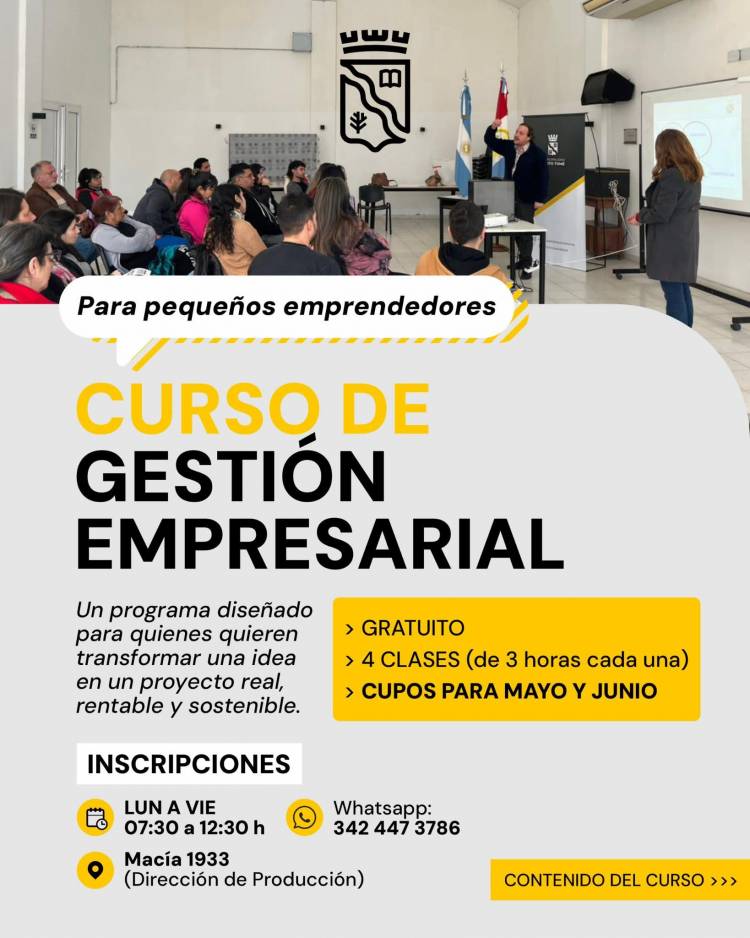 La Municipalidad abre inscripciones para una nueva edición del Curso de Gestión Empresarial