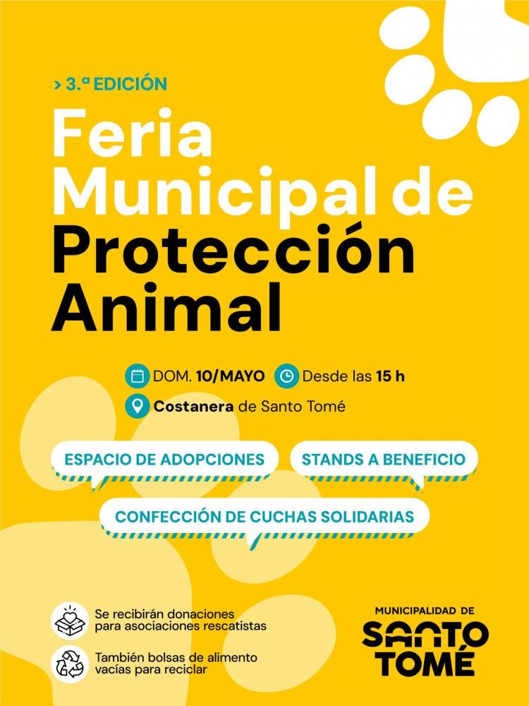 La Municipalidad realizará la 3.ª edición de la Feria Municipal de Protección Animal