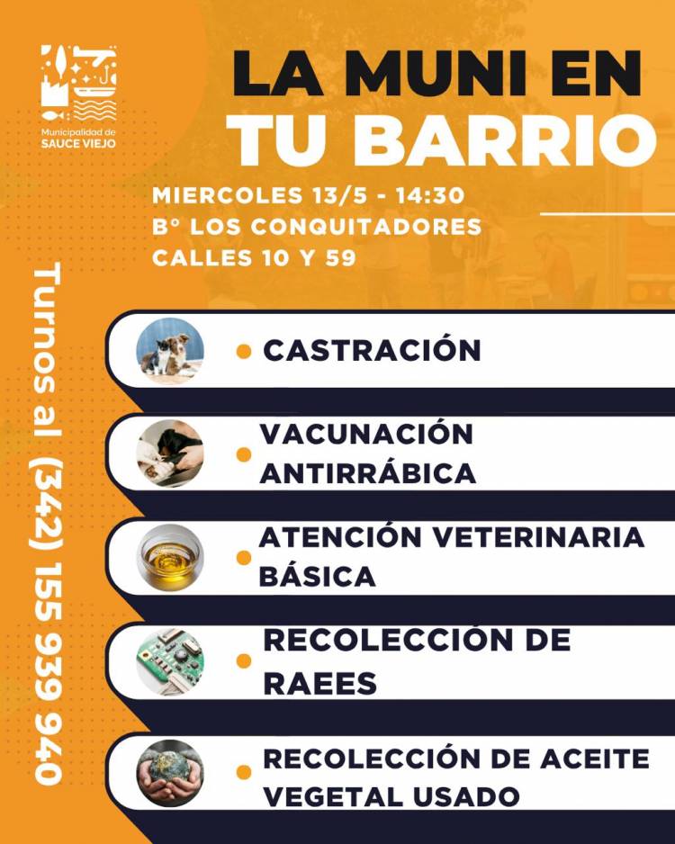 Sauce Viejo, "La Muni en tu barrio" llega este miércoles a Consquistadores