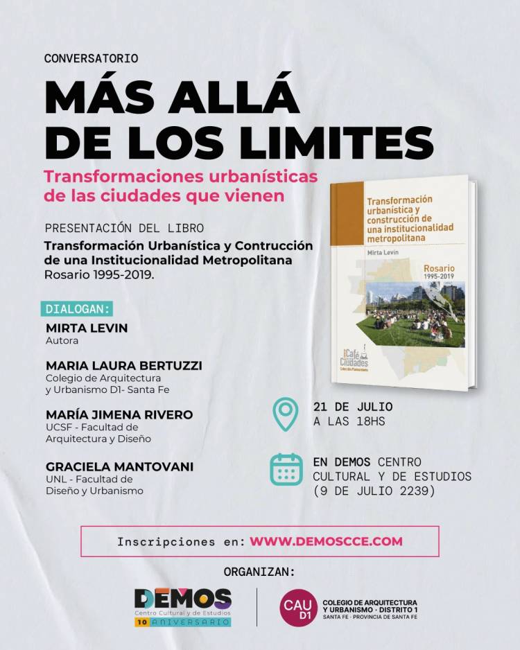 Las ciudades se construyen entre todos: presentación del libro de Mirta Levin y conversatorio en DEMOS